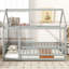 Lit simple en bois avec structure de toit et garde-corps-167219812-153520814