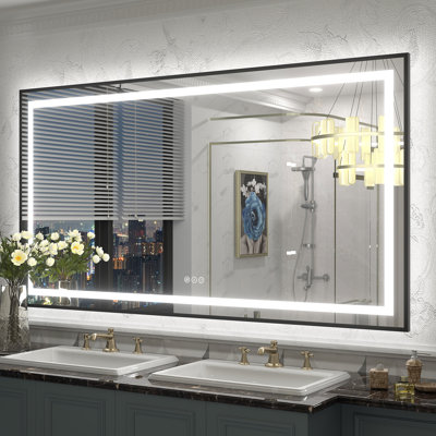 UL Certified Front & Back LED Anti-Fog Tempered Glass Framed Bathroom/Vanity Mirror - Basics by Wayfair™