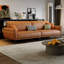 Ensemble de salon en cuir véritable orange 3 pièces