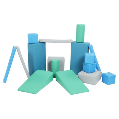 ECR4Kids SoftZone Builder Stacking Blocks and Shapes, Beginner Playset, 16-Piece