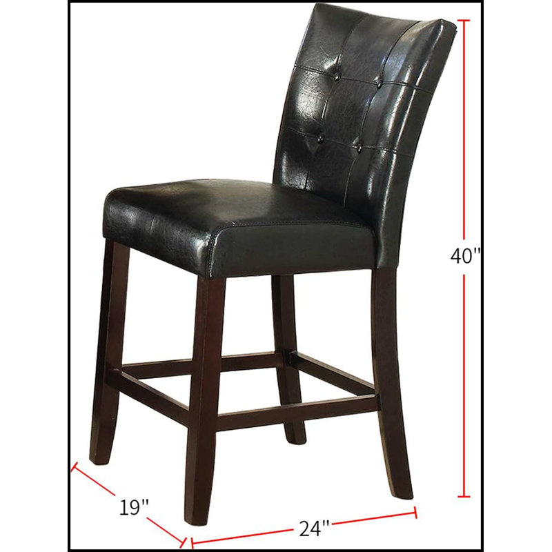 Ensemble de 2 chaises hautes capitonnées modernes en similicuir noir pour sièges de salle à manger élégants