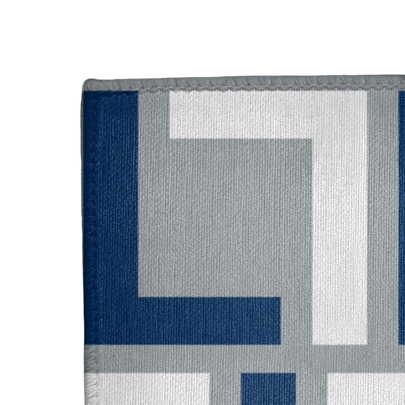 Tapis géométrique gris / bleu / blanc, Rectangle 2 pi x 3 pi