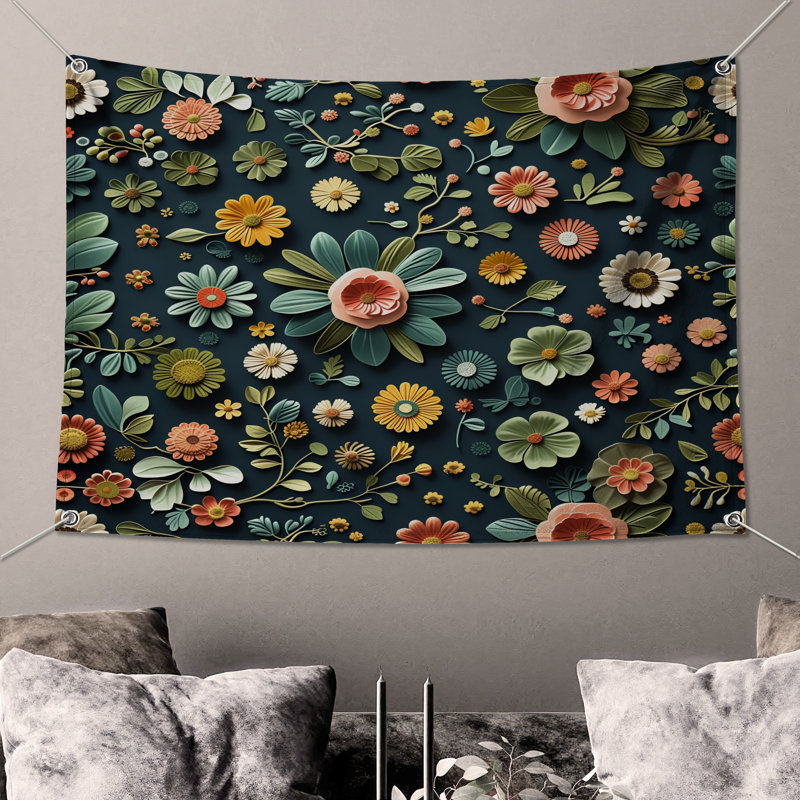 Tapisserie florale - Décoration murale nature, 50in H x60in W with 4 Grommets