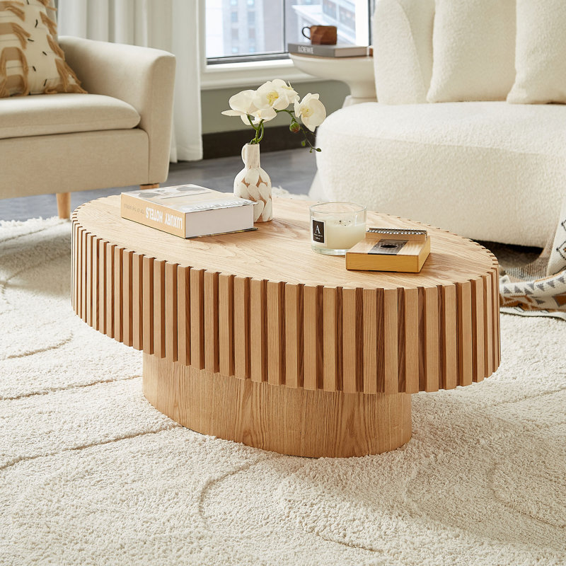 Table basse Lindiwe, Bois de frêne naturel, H 13,38 po x l 43,7 po x P 24,8 po