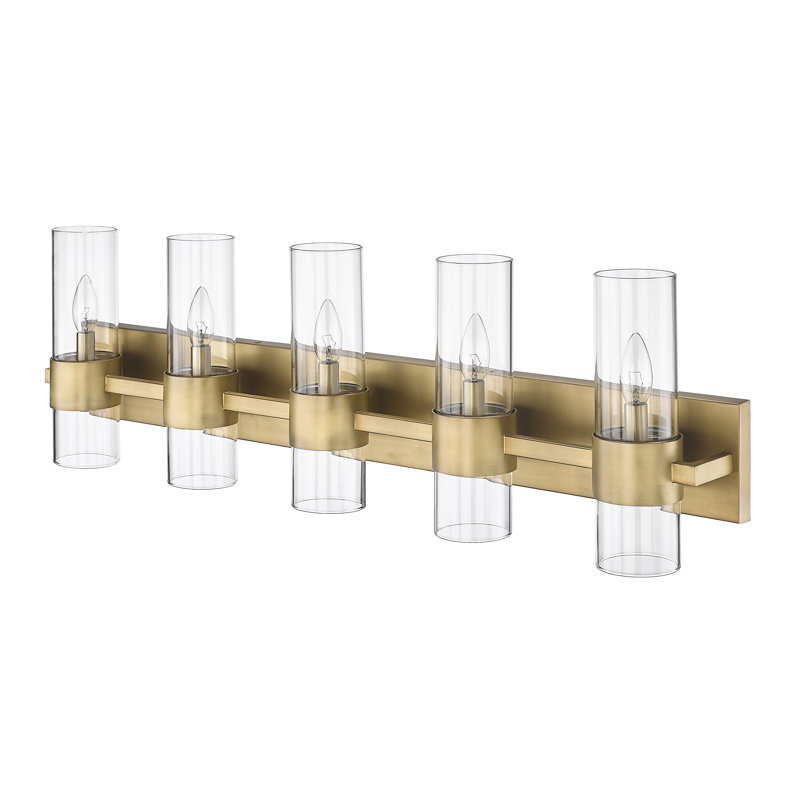 Meuble-lavabo 5 lumières Minatare, Laiton frotté