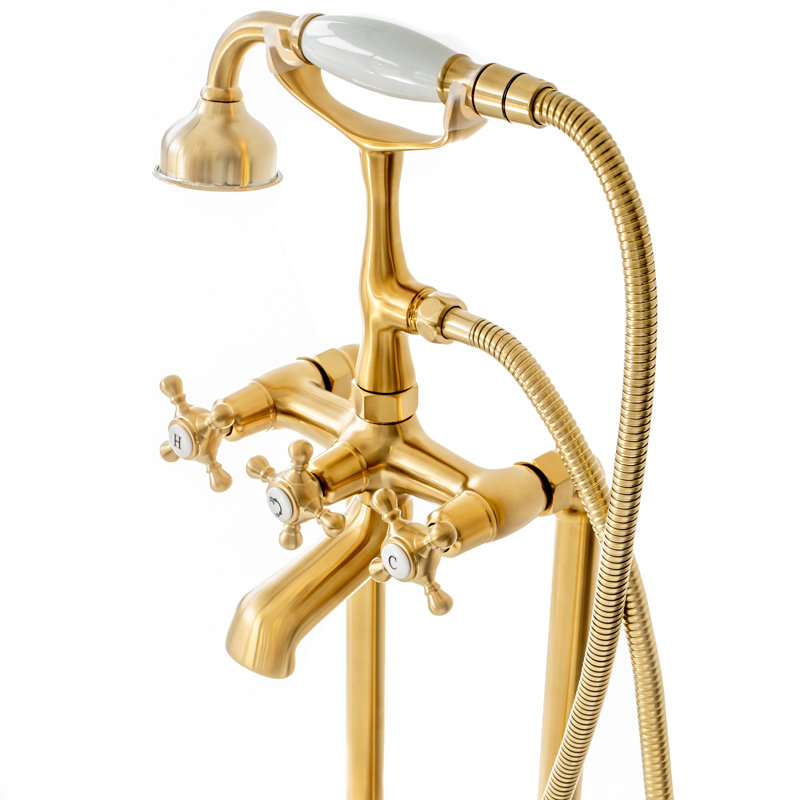 SevenFalls Floor Tub Spout with Diverter, Brushed Gold