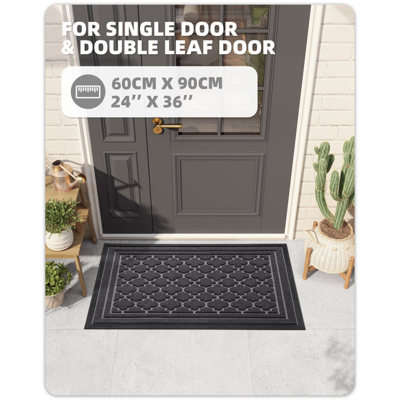 Ingelbert Personalizable Non-Slip Doormat, Gray, 24" W x 36" L