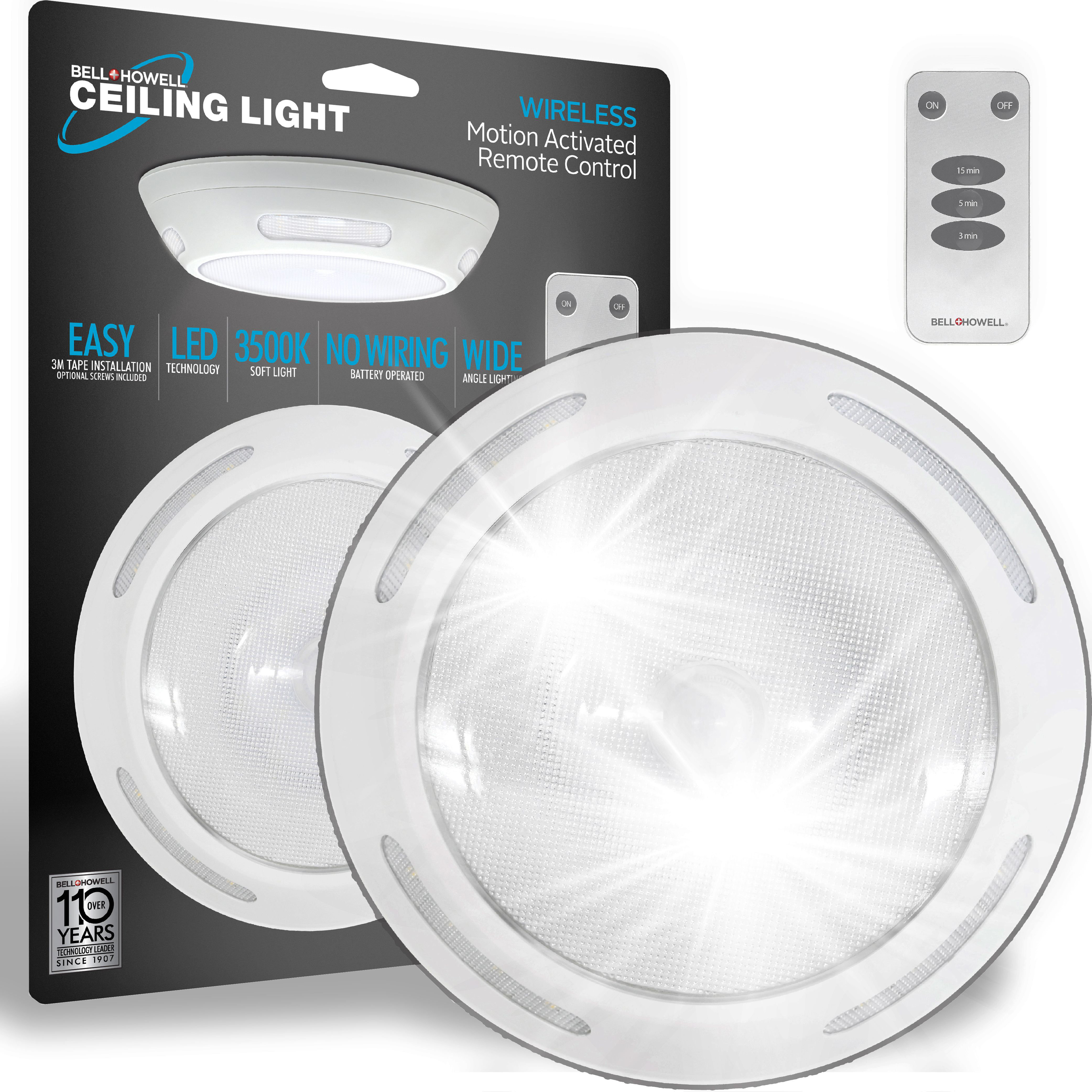 Bell + Howell Wireless Motion Activated Ceiling Light with Remote Control &  Reviews