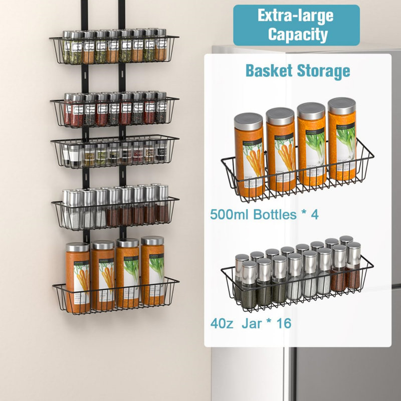 Freestanding Spice Rack with Adjustable Racks, 100 cm H x 35 cm W x 13 cm D