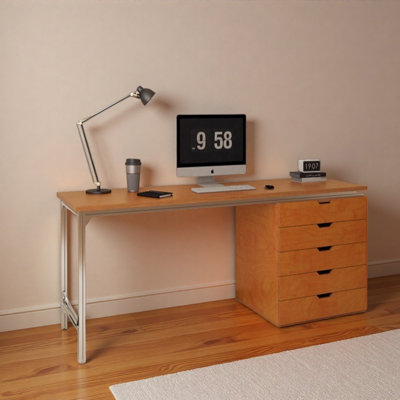 Bureau d'ordinateur avec rangement artificiel à cinq tiroirs