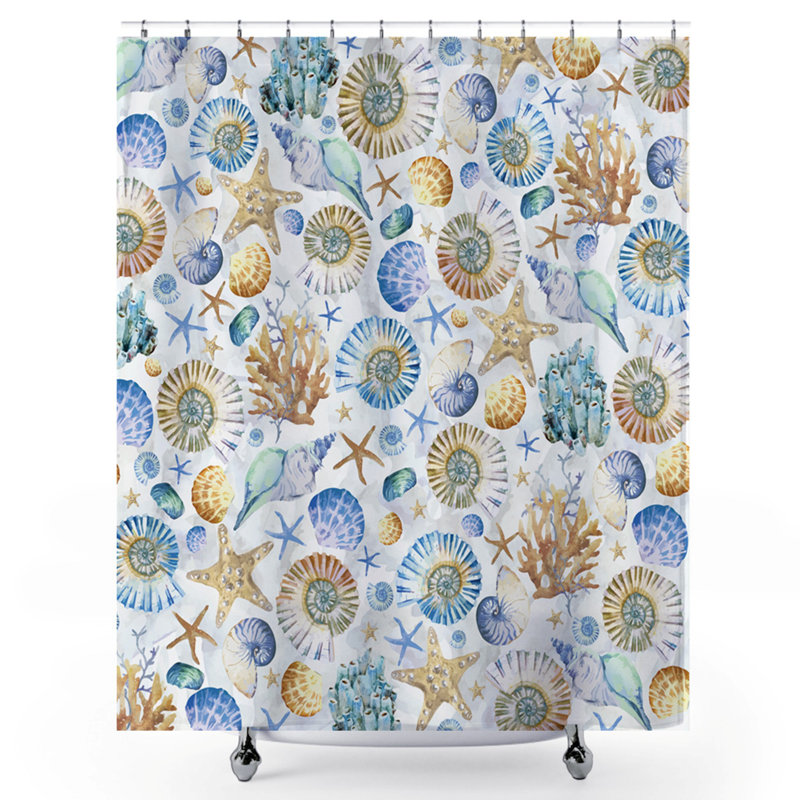 Rideau de douche 72 po x 72 po Aggeo Seashells