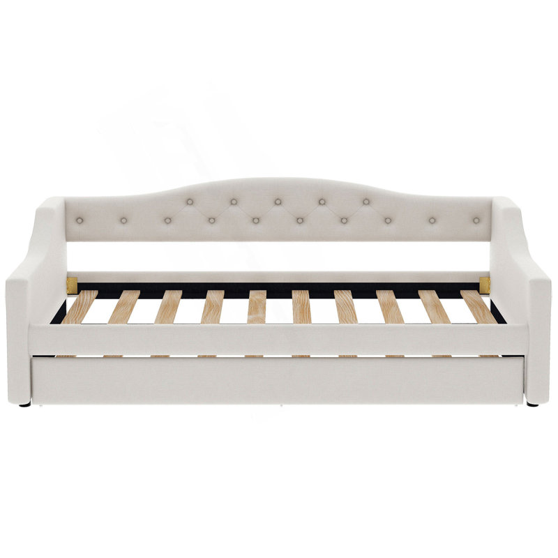 Lit de jour rembourré confortable et fonctionnel avec ceinture à DEL et lit gigogne pour un espace de vie et de détente améliorés