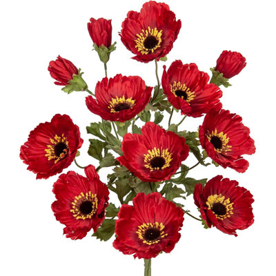 3Pcs 28.3" Red Artificial Silk Poppy Flowers