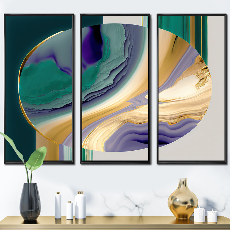 «Dorri Bold Expression Art II», reproduction sur toile 3 pièces, Cadre noir, H 28 po x l 36 po x P 1 po