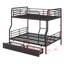 Lit superposé double au-dessus de grand lit double avec 2 tiroirs de rangement, lit superposé convertible-361094824