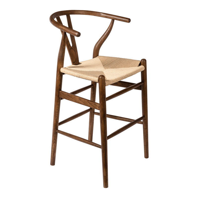 Tabouret de bar et de comptoir en bois massif Etta, Noir/naturel, Tabouret de comptoir (siège d'une hauteur de 25,7