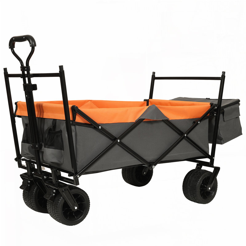 480Lbs Collapsible Wagon with Canopy, Gray/Orange