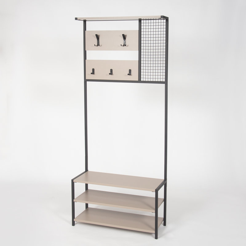 Chantal Hall Tree with Shoe Storage, Light Mocha
