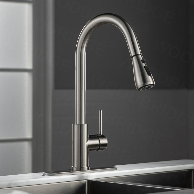 WoodBridge Pull Down Kitchen Faucet, Brushed Nickel