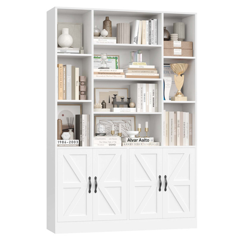 74.8'' H Storage Bookcase With 10 Open Shelves, White