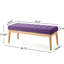 Banc Mid-Century de teinte mauve, base en bois massif, siège, pieds à finition naturelle