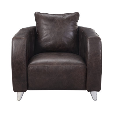 Fauteuil en cuir fleur de bain l 34 po Baina