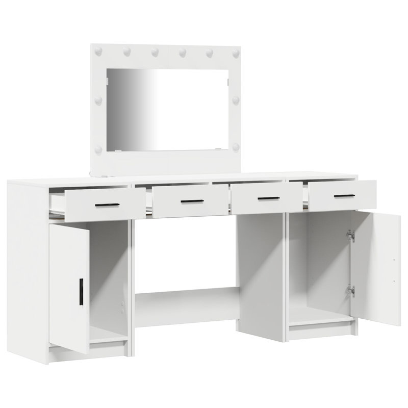 Dressing Table with Mirror, White