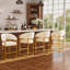 Tabouret de bar de 66 cm (26 po) de hauteur comptoir, en cuir PU blanc avec base en métal doré-60977732-60977734