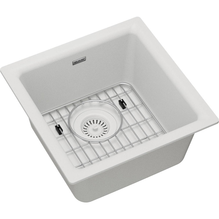 Quartz 15-3/4" x 15-3/4" x 7-11/16" Undermount Kitchen Sink with Basket Strainer