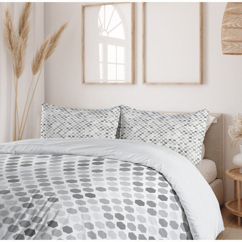 Zig Zag Hexagon Modern & Contemporary Polyester Geometric Shapes Duvet Cover, King