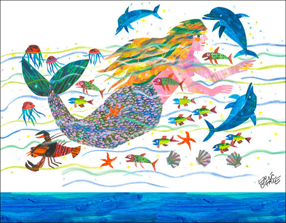 Art sur toile sirène par eric carle