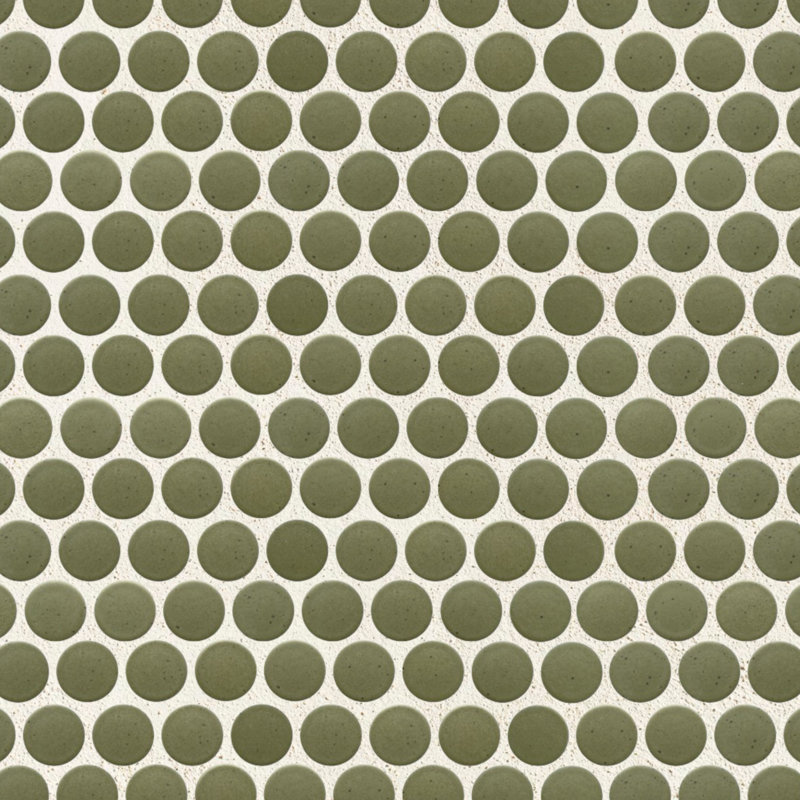 Mid Century Mod 1.25 in. Porcelain Penny Round Mosaic Tile (11.24 Sq. Ft. / Case), Green