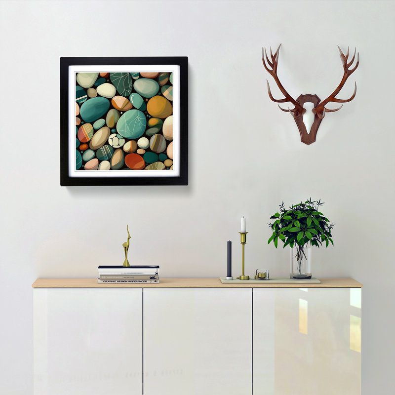 Pebbles Graphic Art No.1 - Framed Print, Black