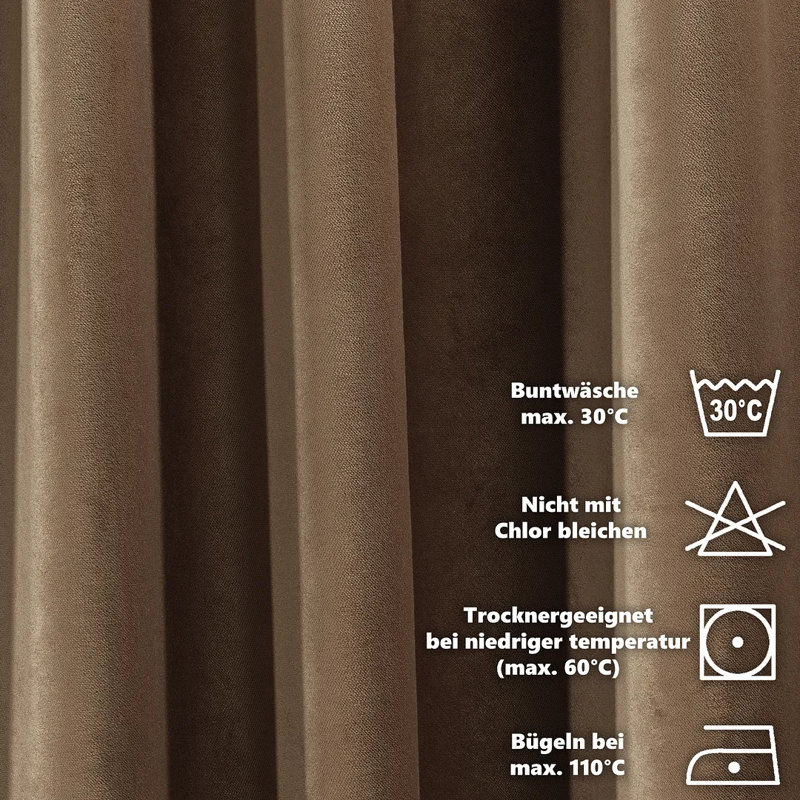 Extra Long & Extra Wide Matte Velvet Curtain Panel, 21 ANTIQUE BRASS, 280cm Width x 295cm Drop