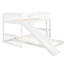 Lit simple superposé au dessus d'un lit blanc, équipé d'une structure coulissante et réversible en pin massif, peu encombrant pour les chambres à coucher, caractéristiques de style gris, 18 lattes de soutien, côté ajustable fabriqué en blanc