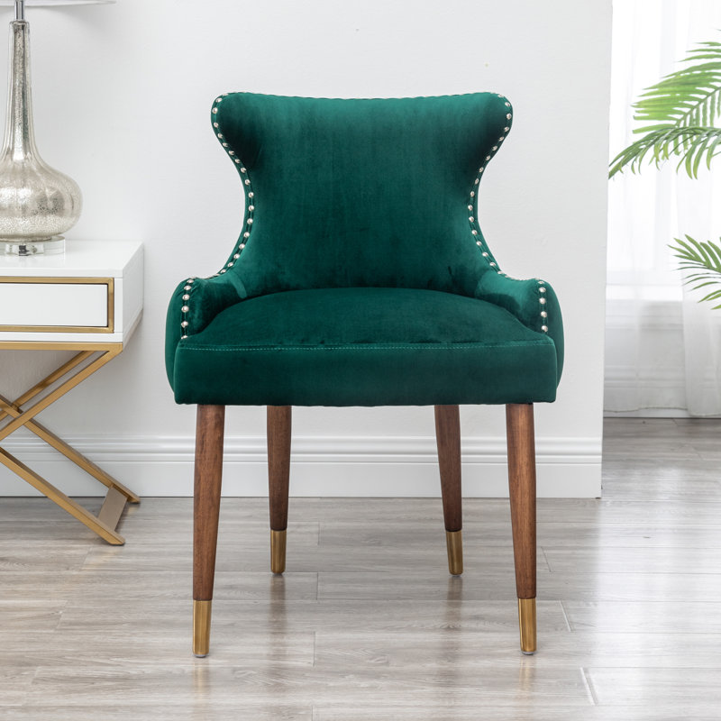 Fauteuil à oreilles en polyester de 24 po de largeur Bilski, Vert