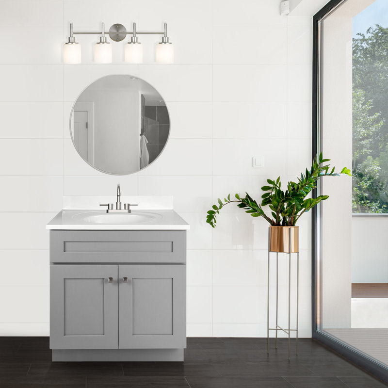 Meuble-lavabo de 31 po avec plateau Brookings, prêt à assembler, gris