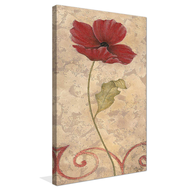 Poppy Passion I - Peinture, Toile tendue, H 48 po x l 28 po x P 1,5 po