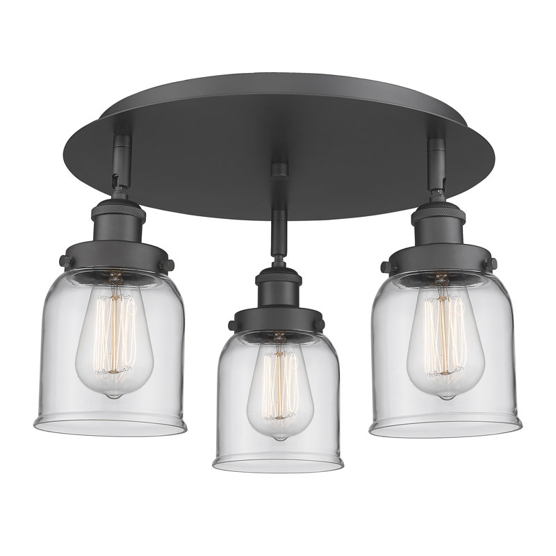 Plafonnier Bell, Transparent, Noir mat