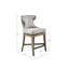 Tabouret de comptoir pivotant, pieds en bois récupéré, chaise de revêtement grise avec dossier rembourré, solide, charge de 300 lb-1183719127