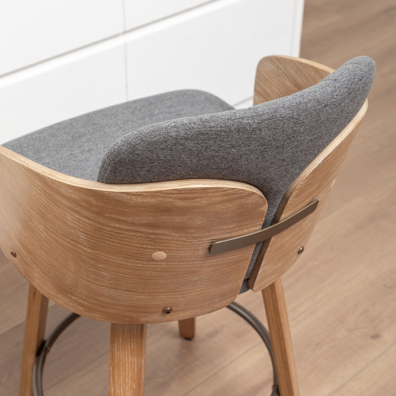 Tabourets de bar pivotants en velours Ljubka, Gris foncé, Tabouret de comptoir (siège d'une hauteur de 25,3