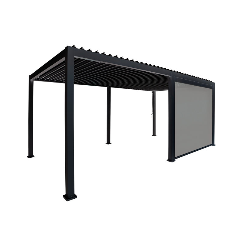 Charcoal Black Adjustable Pull-Down Privacy Screen for Pergola