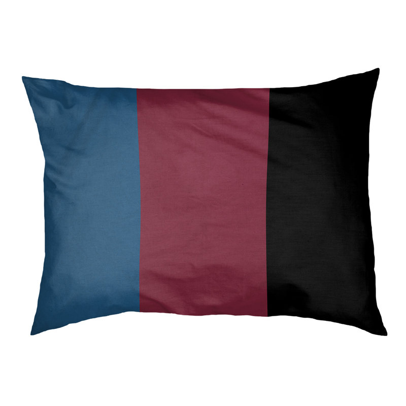 Coussin rectangulaire designer Kansas City, Moyen (L 30 po x l 40 po), Bleu / bourgogne / noir