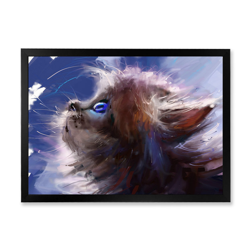 Chat, peinture sur toile, Cadre noir, H 8 po x l 12 po x P 1 po
