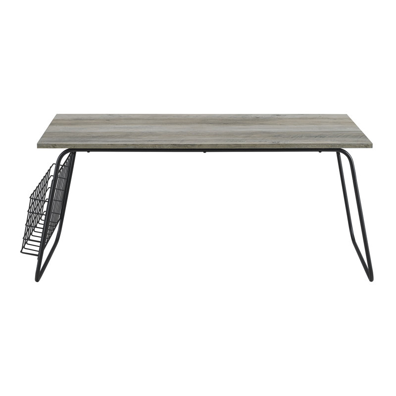 Lulu Sled Coffee Table, Grey Wash, Black