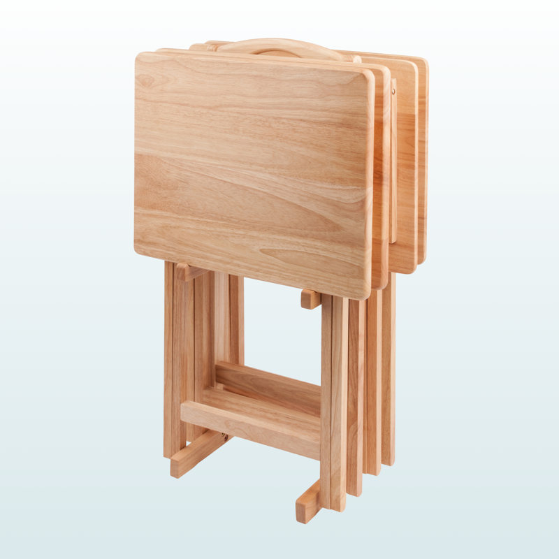 Ilsefriede 5-Piece Snack Table Set in Natural Finished Wood, 25.93" H X 18.77" L X 14.28" D, Light Brown