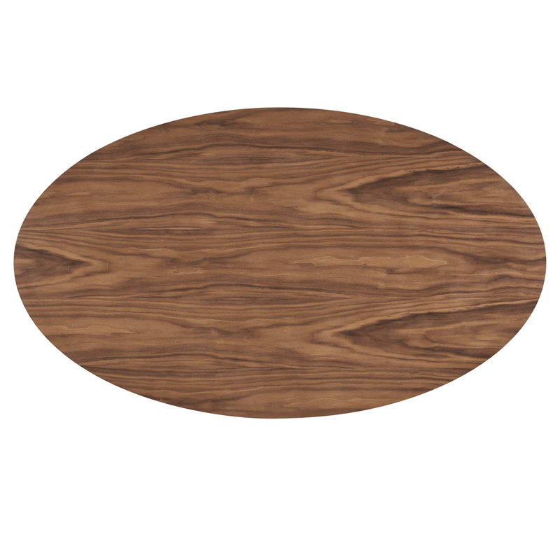 Simplistic Modern 75" Walnut Wood Oval Dining Table