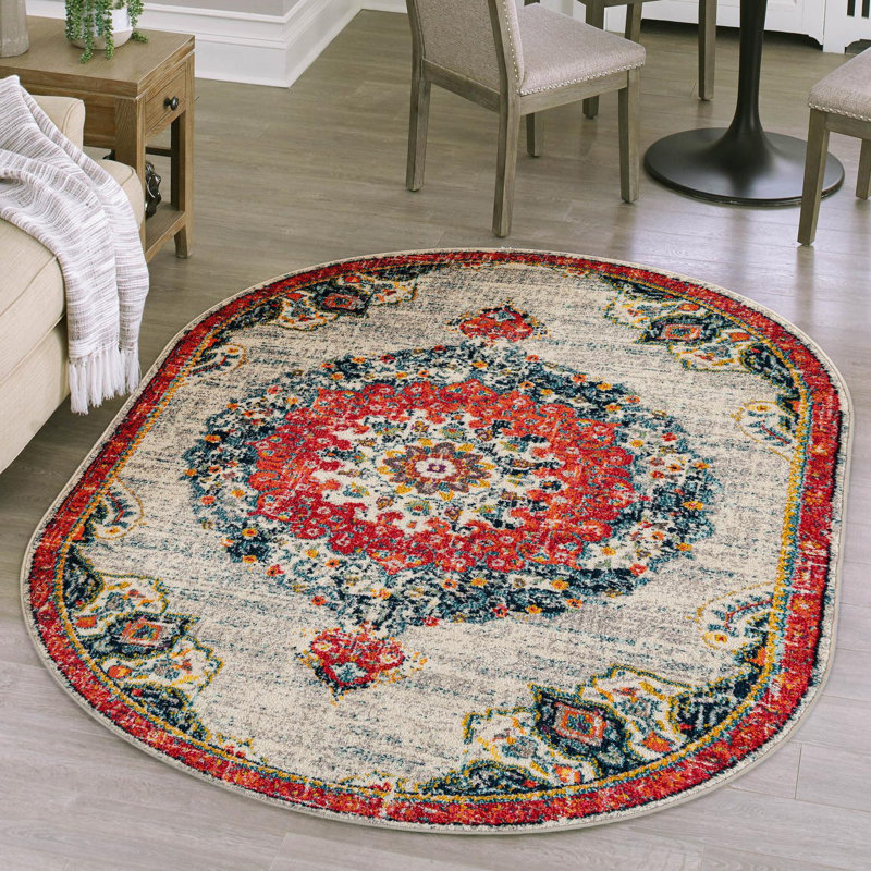 Galyean Abstract Indoor Rug, Oval 7'10" x 10'