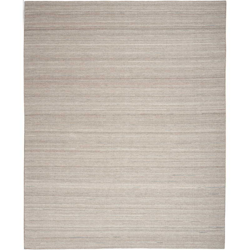 Tapis gris en laine / coton tissé à la main Anerinda, Rectangle de 10 pi x 14 pi
