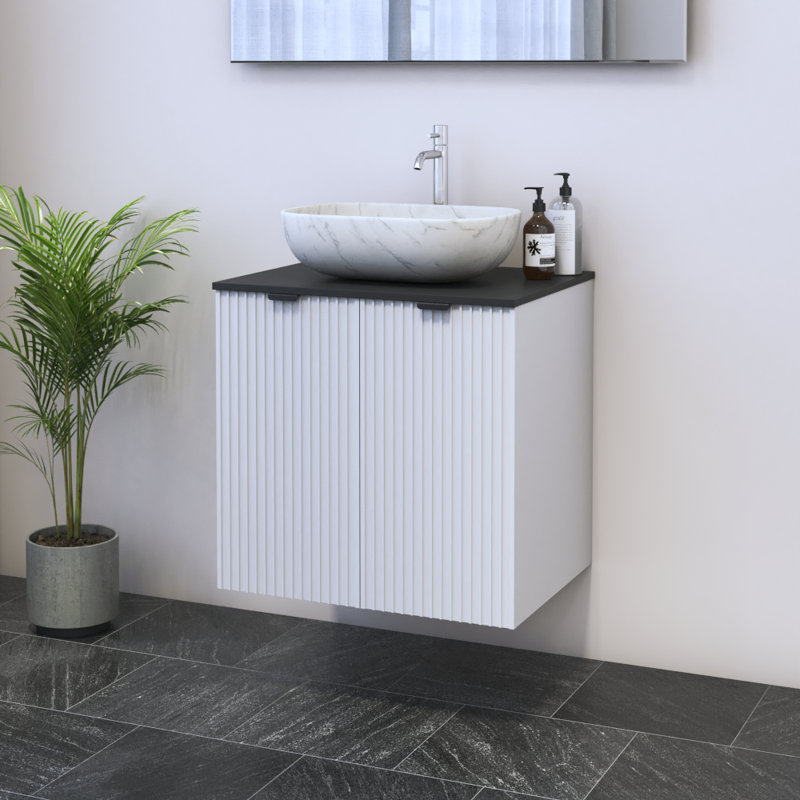 Lissia 23.6'' Single Bathroom Vanity with Top, White, Black